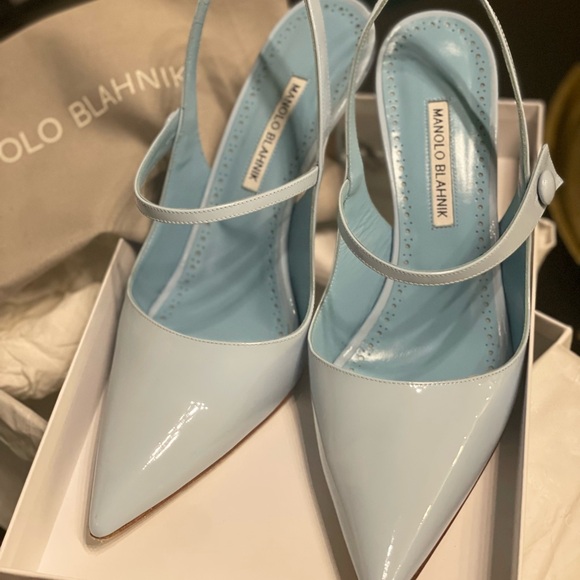 Manolo Blahnik light Blue Maryjane Slingback Heels - Picture 2 of 5